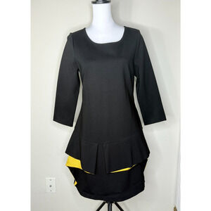 Cop. Copine Dress S/M Black Yellow Edgy Avant Garde Urban French Sheath Tier